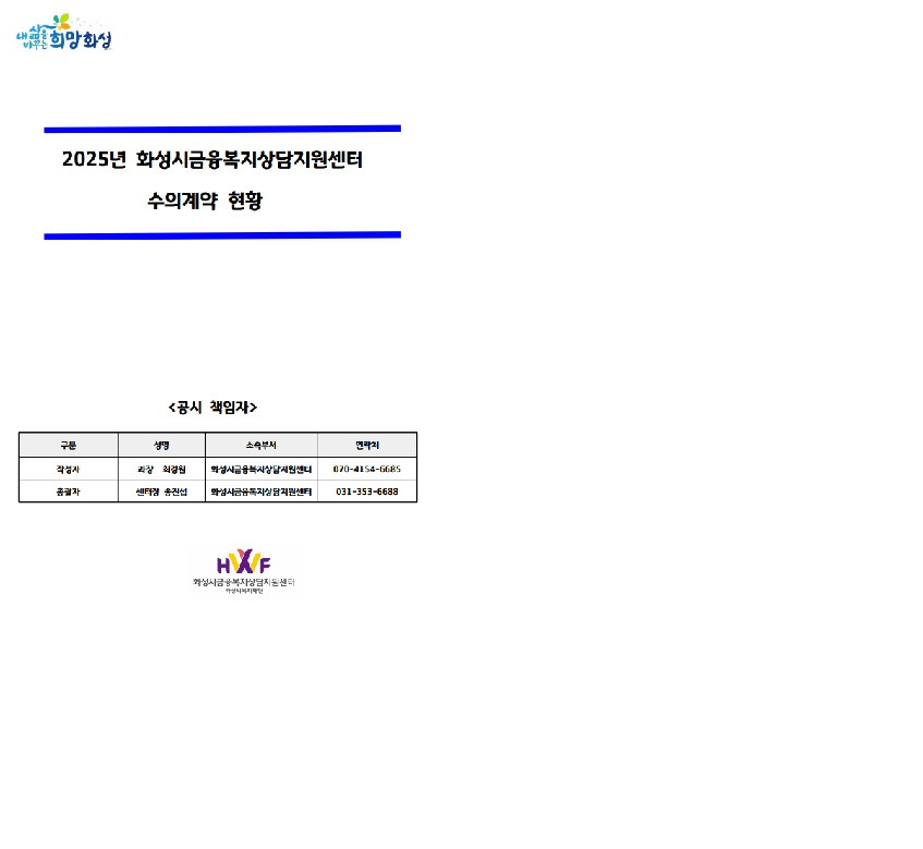 2025년 수의계약현황(화성시금융복지상담지원센터)